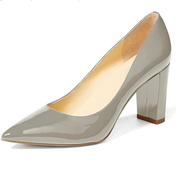 YDN Shoes Ydn Grey Pointed Toe Chunky High Heels Poshmark